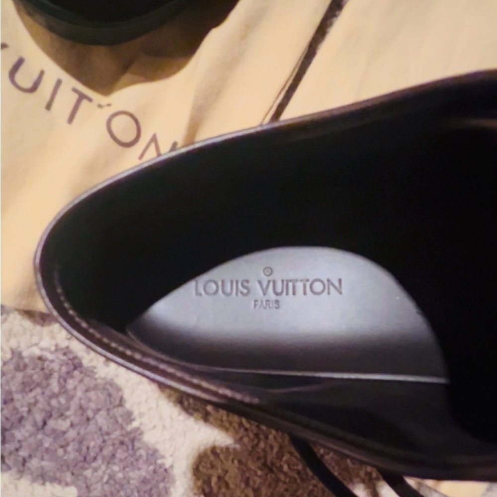 Louis Vuitton Dark Brown Sneakers with Teal Stripe - Picture 5 of 6